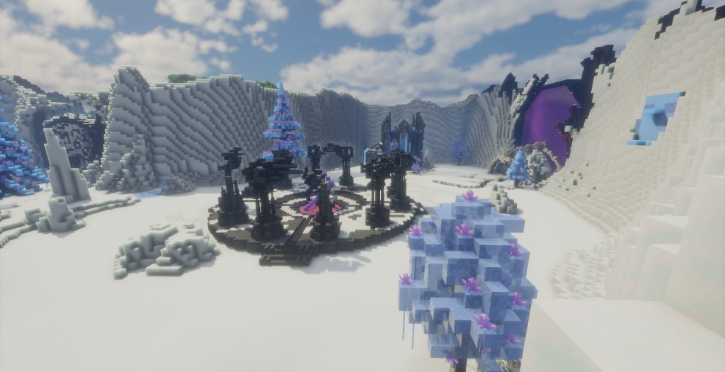 Schnee-Biom mit Ritual-Plattform und Portal