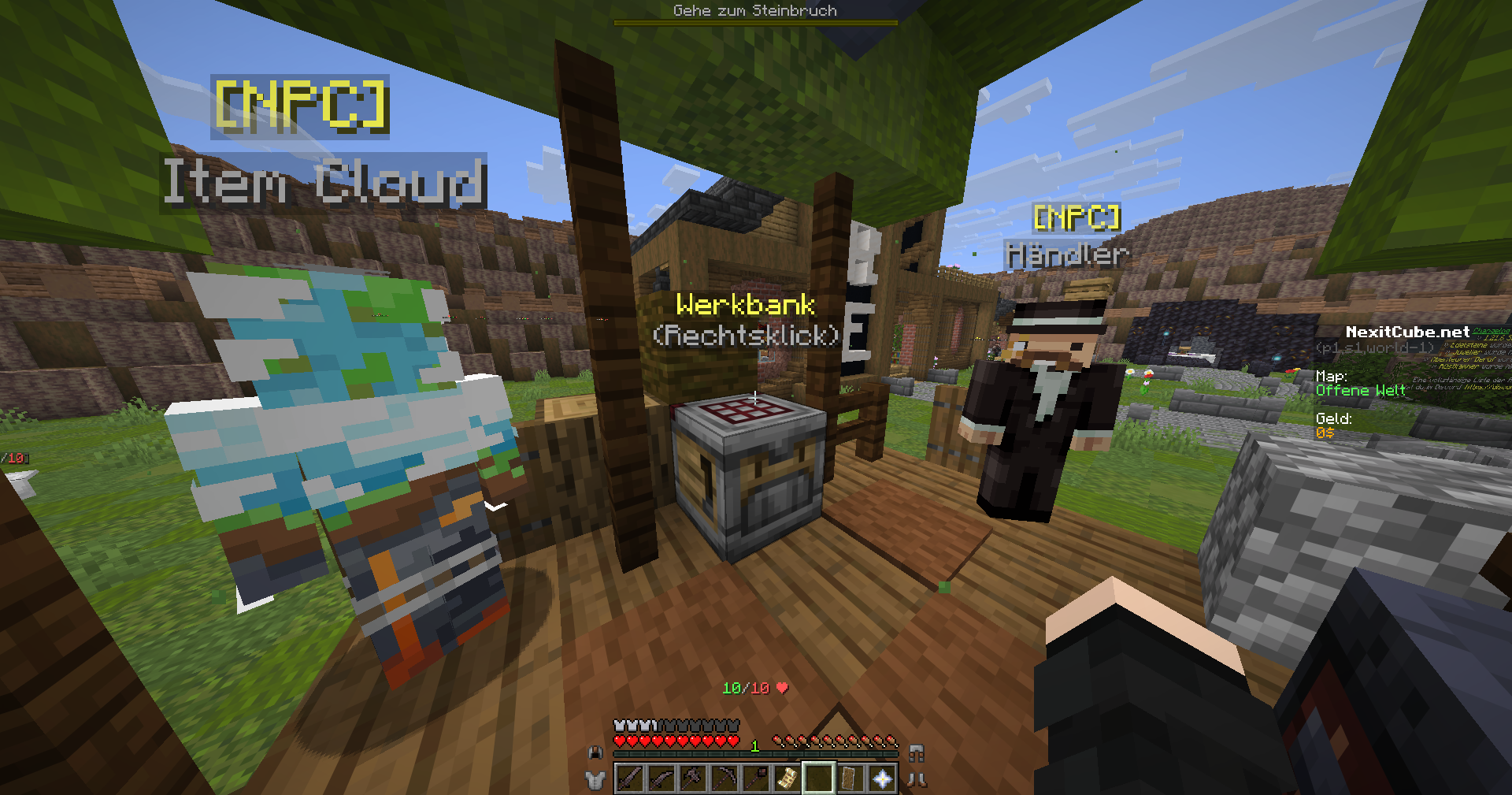 Spawn-Bereich mit Werkbank und NPCs