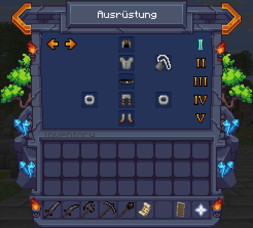 Ausrüstungsmenü mit allen Slots