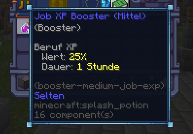 Booster-Item im Inventar mit Lore
