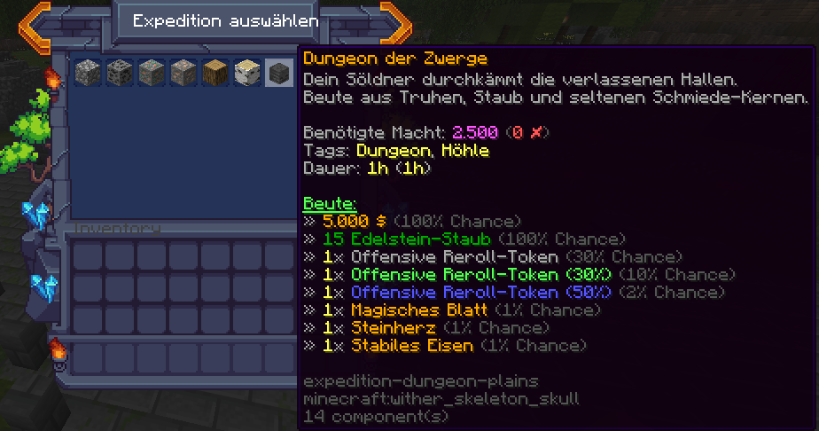 Expeditions-Auswahl mit Macht-Anforderung