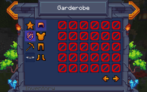 Garderobe mit Kategorien und Skin-Slots