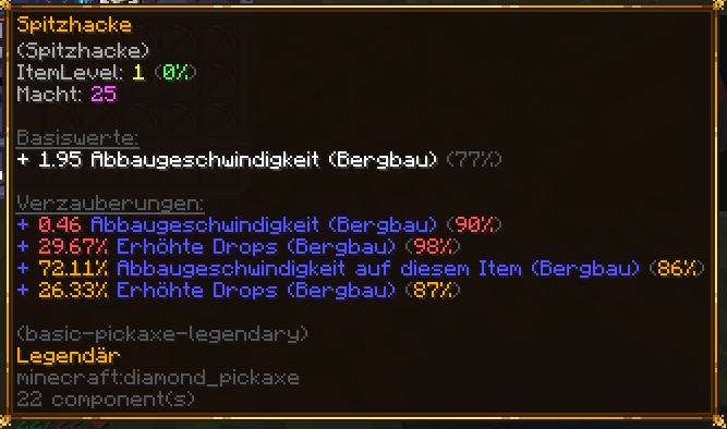 Item-Tooltip mit hervorgehobenen Verzauberungen