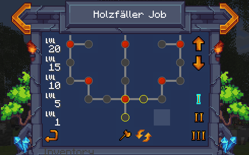 Skill-Tree eines Berufs mit freigeschalteten Knoten